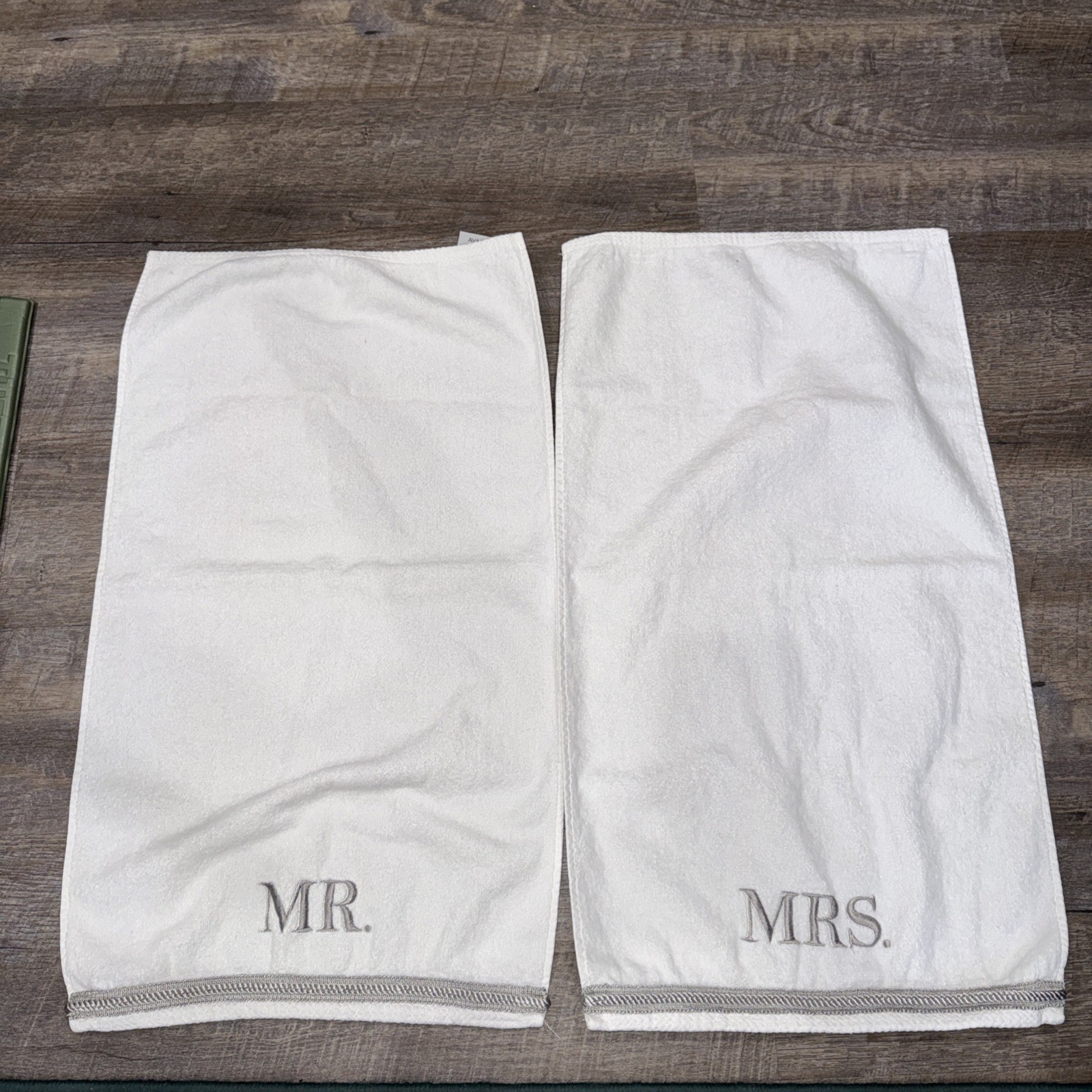 Avanti Home Hand Towel, Cotton White Embroidered Mr. Mrs. Wedding Home Dec...