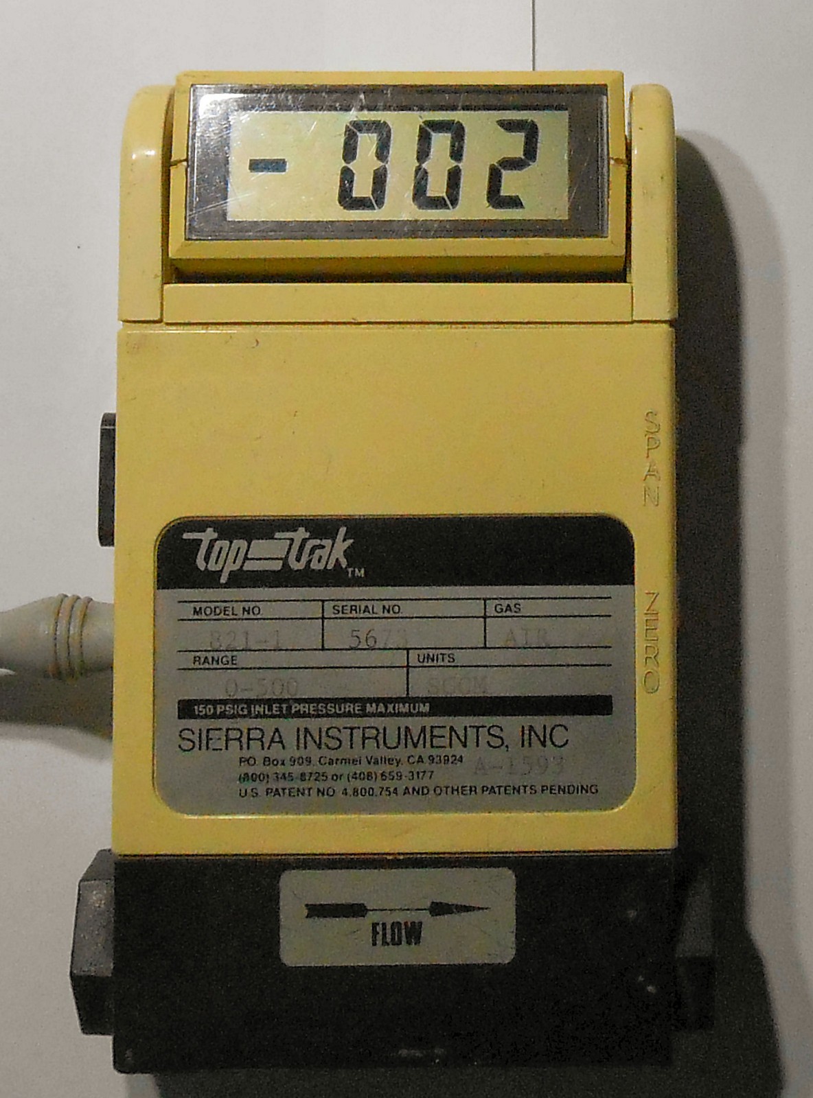 SIERRA INSTRUMENTS TOP-TRAK 821-1 Inline Digital Air Flow Meter