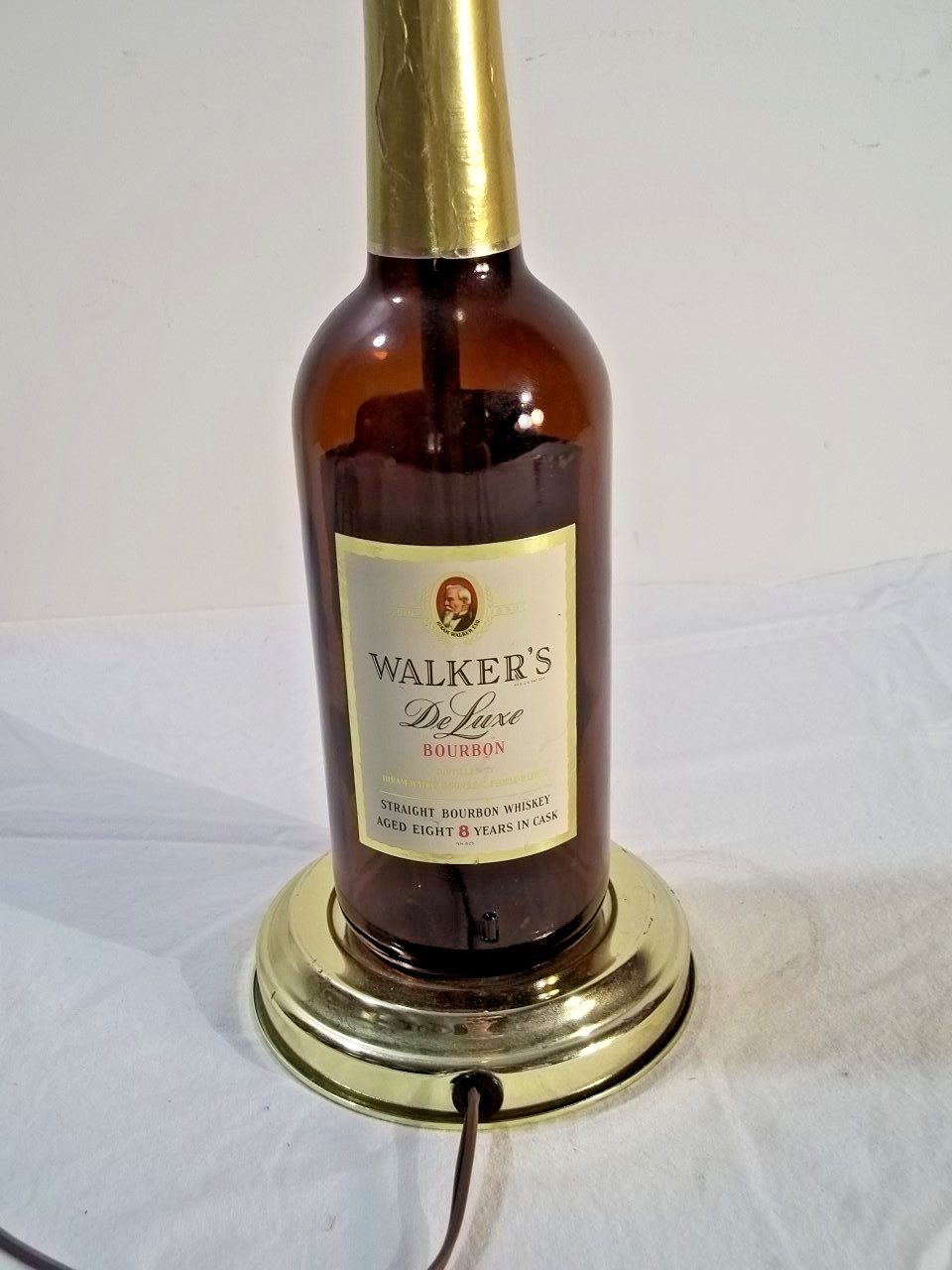 Vintage Hiram Walker Bourbon Bottle Bar Table Lamp