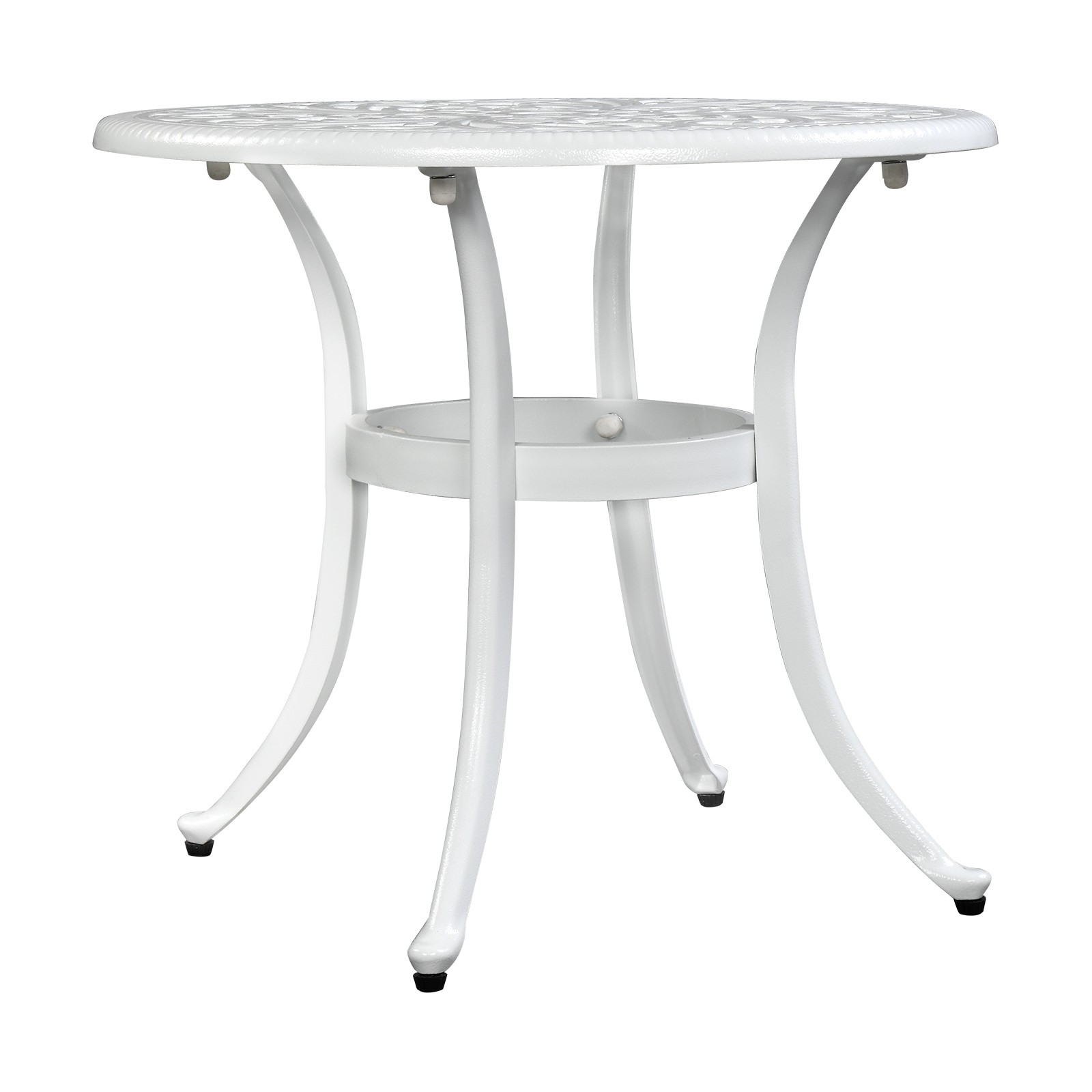 Phoenix Cast Aluminum Round Table, Patio End Table Side Table,Bar Table, White