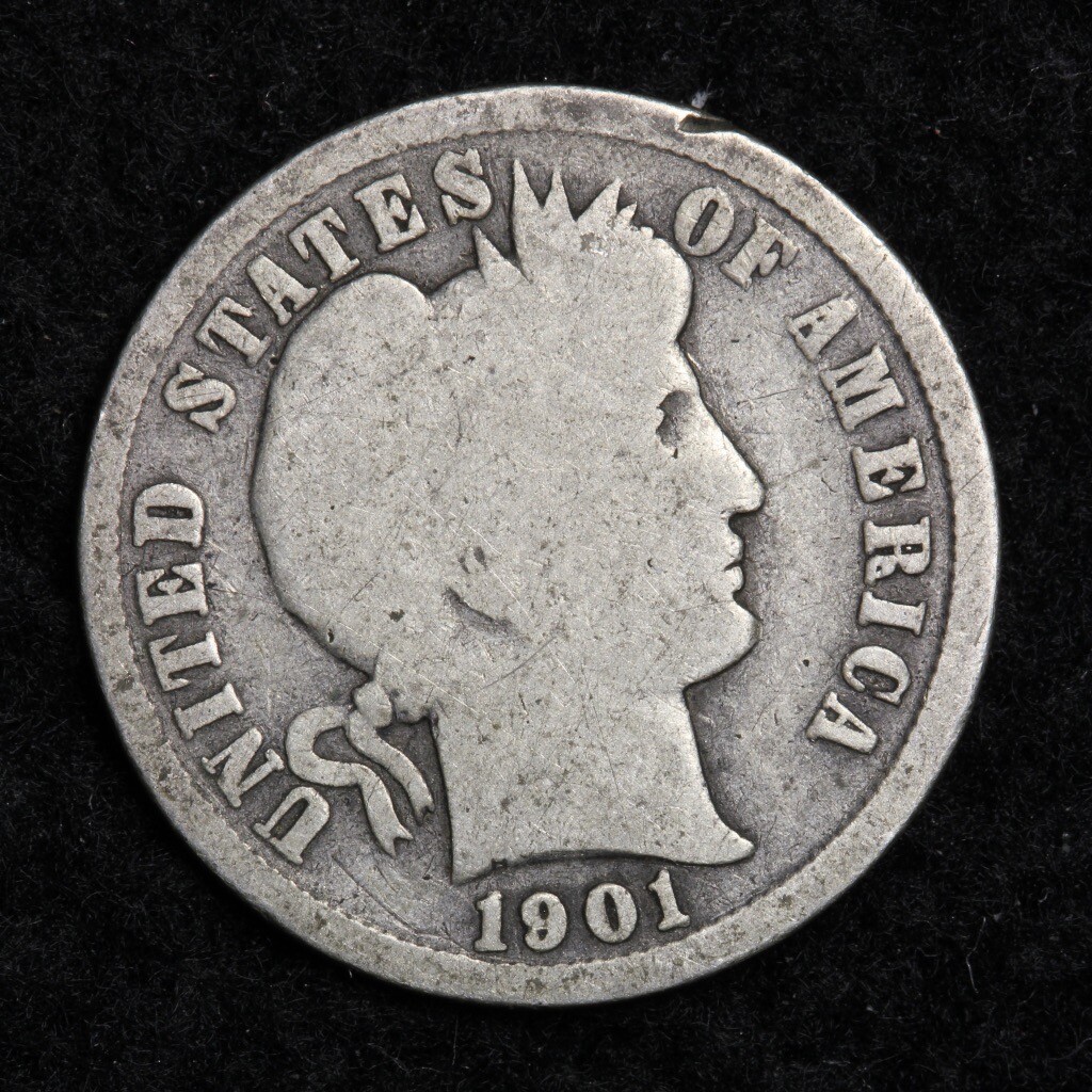 1901 Silver Barber Dime GOOD FREE SHIPPING