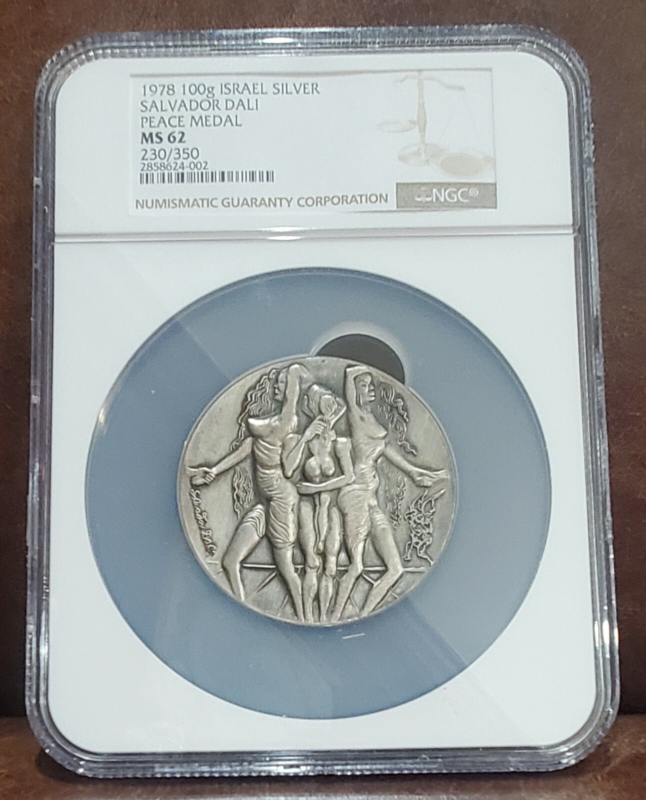 1978 NGC 62 ISRAEL Silver "PEACE MEDAL" Designed By Salvador Dali 193 & 230/350