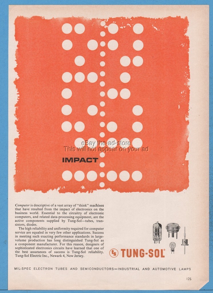 1961 Tung Sol Newark NJ IMPACT Computer Tubes Transistors Diodes Equipment ad