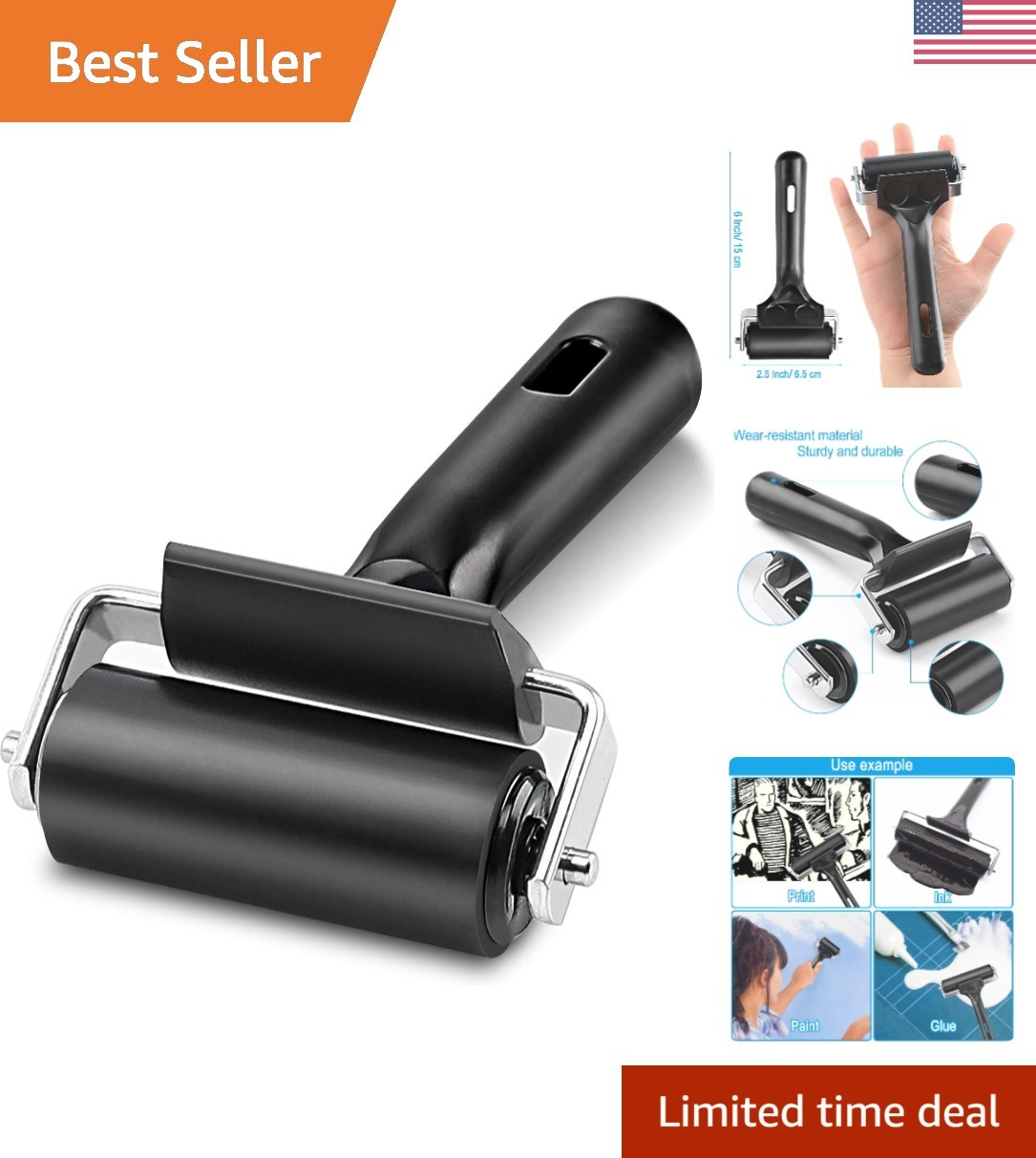 High-Quality 2.5-Inch Rubber Roller for Seamlessly Applying Anti-Skid Tape