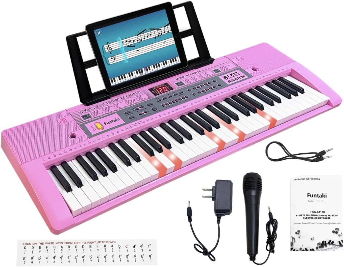 Beginner-Friendly 61-Key Electronic Piano with Lighted Keys & Recording Feature