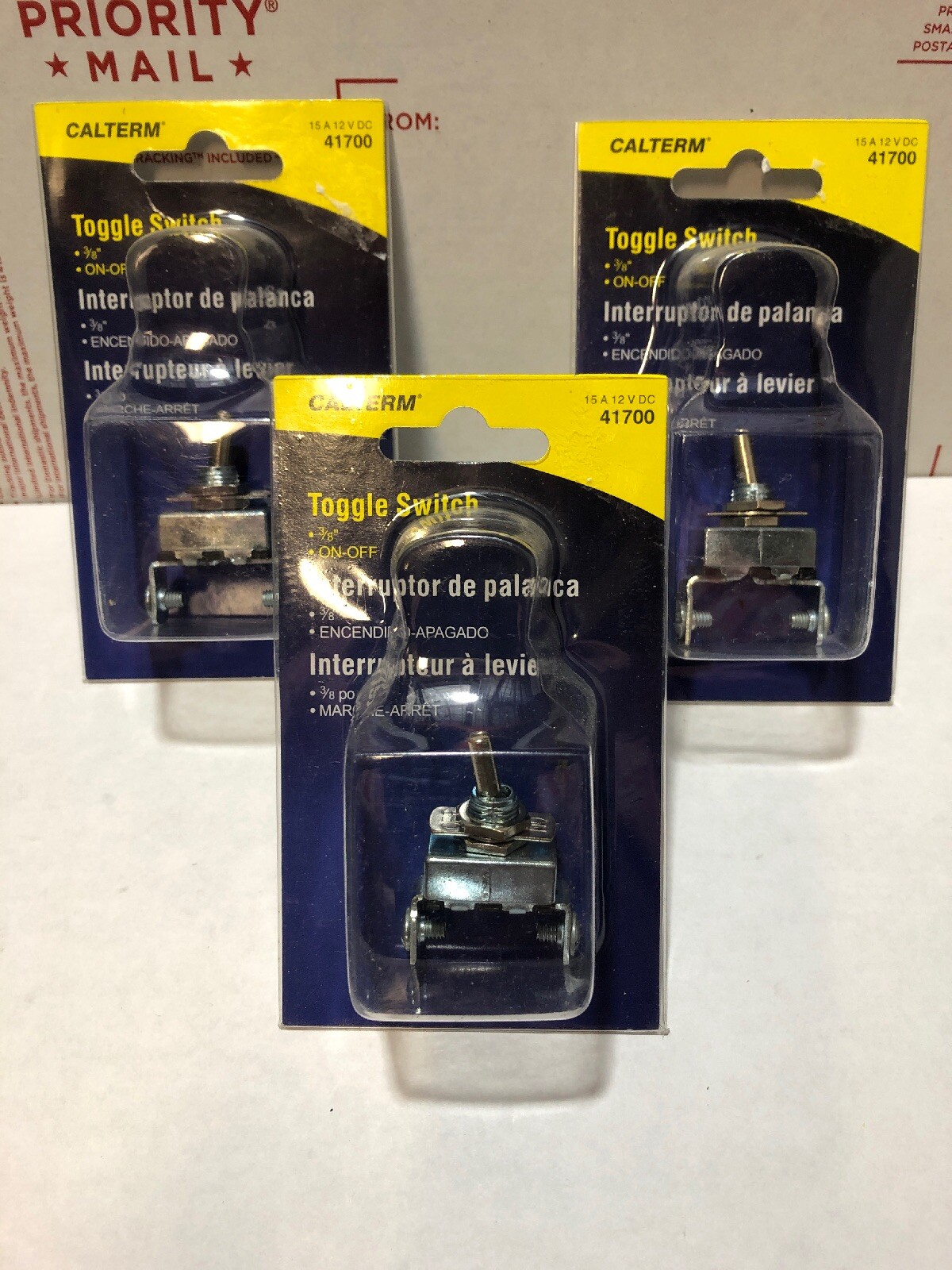 LOT OF 3 NEW CALTERM 41700 DIE CAST ON OFF 15 AMP TOGGLE SWITCH