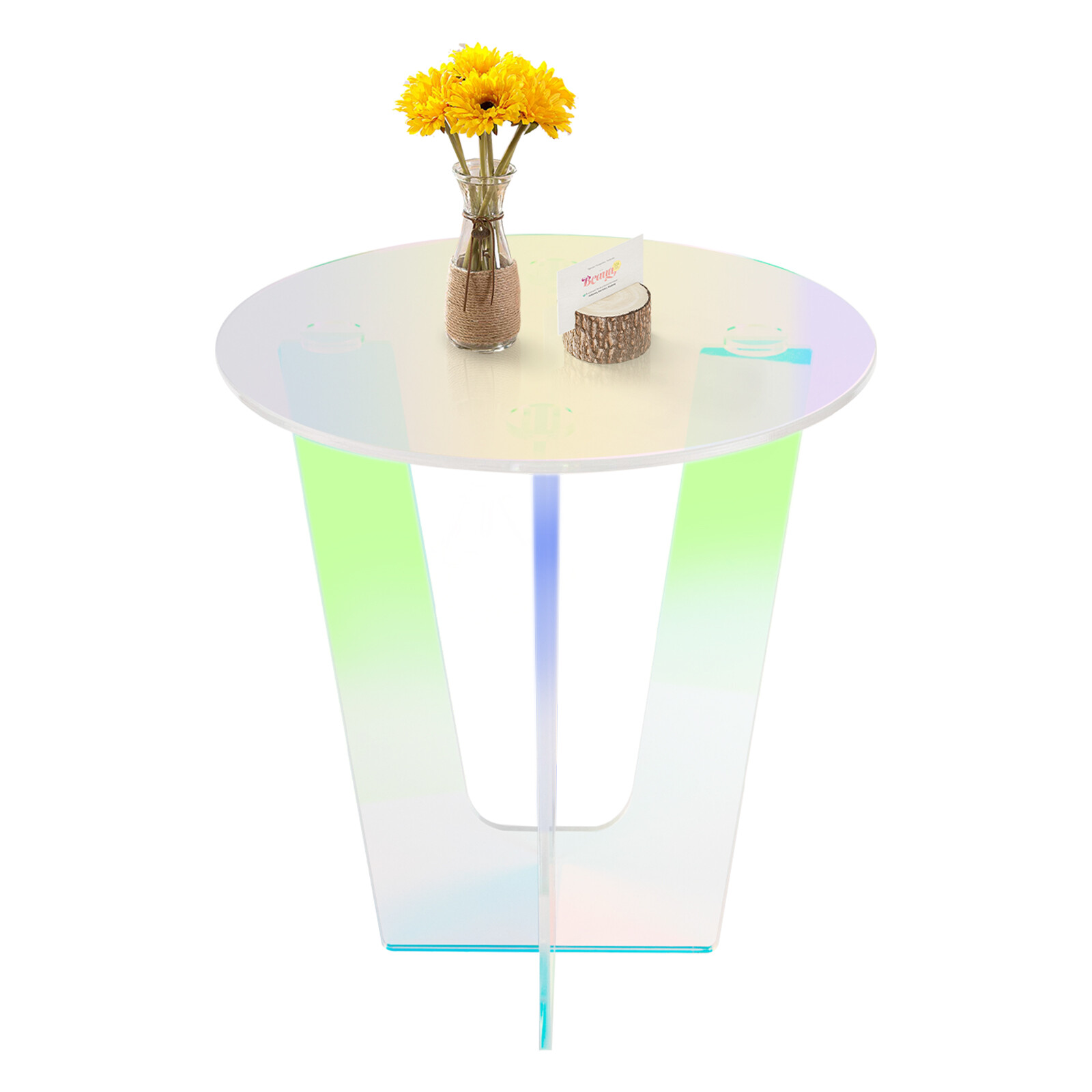 Modern Iridescent Coffee Table Acrylic Side Table Rainbow End Table Living Room