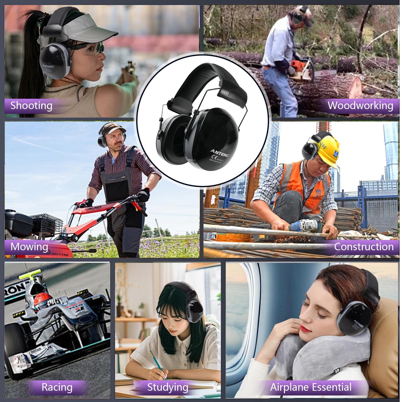 37dB Gun Range Ear Protection, Adjustable Ear Muffs for Noise Reduction, for ...