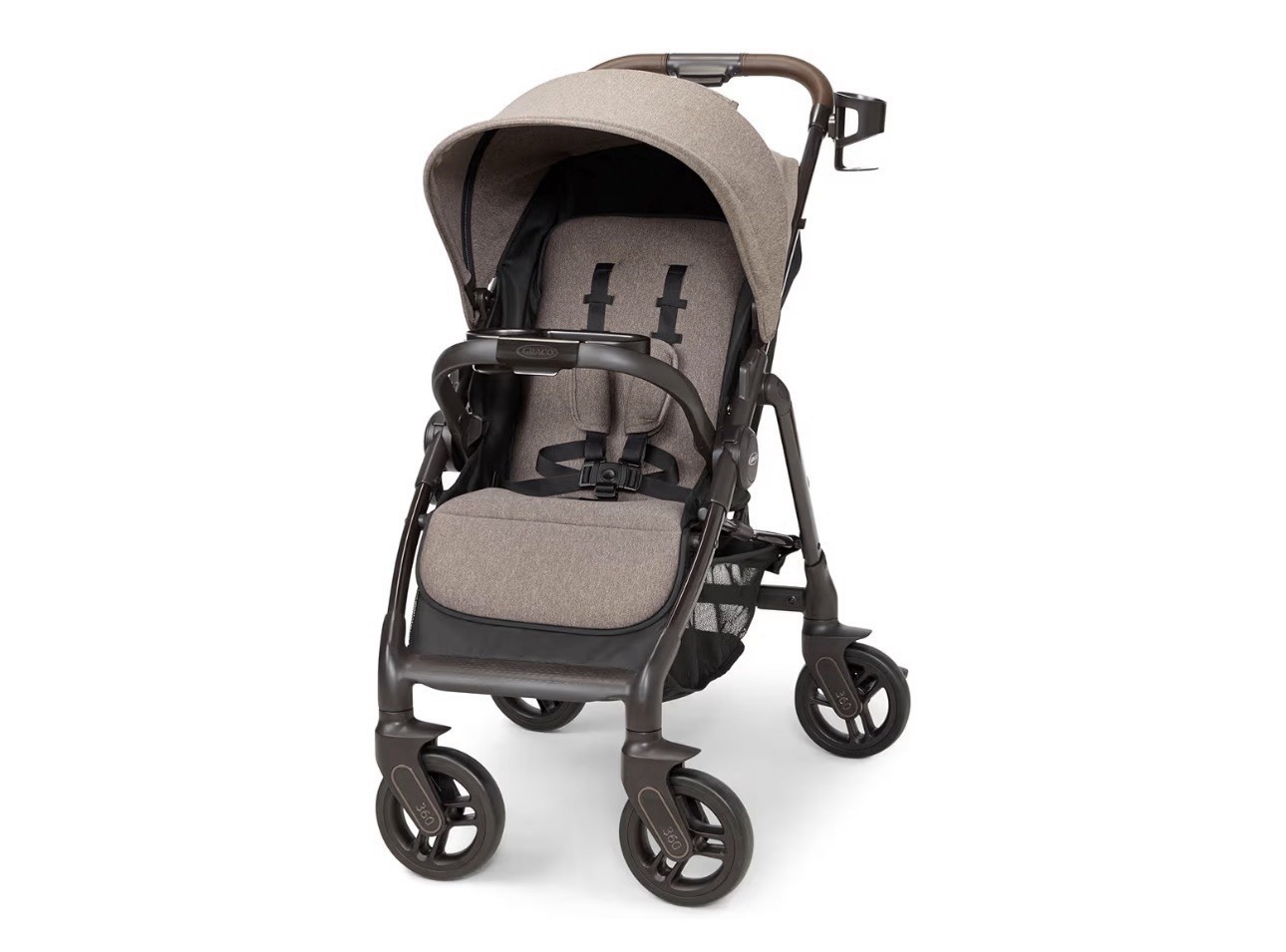 Graco Merge 360 Travel System Stroller Front and Rear 360-Degree Rotating Wheels