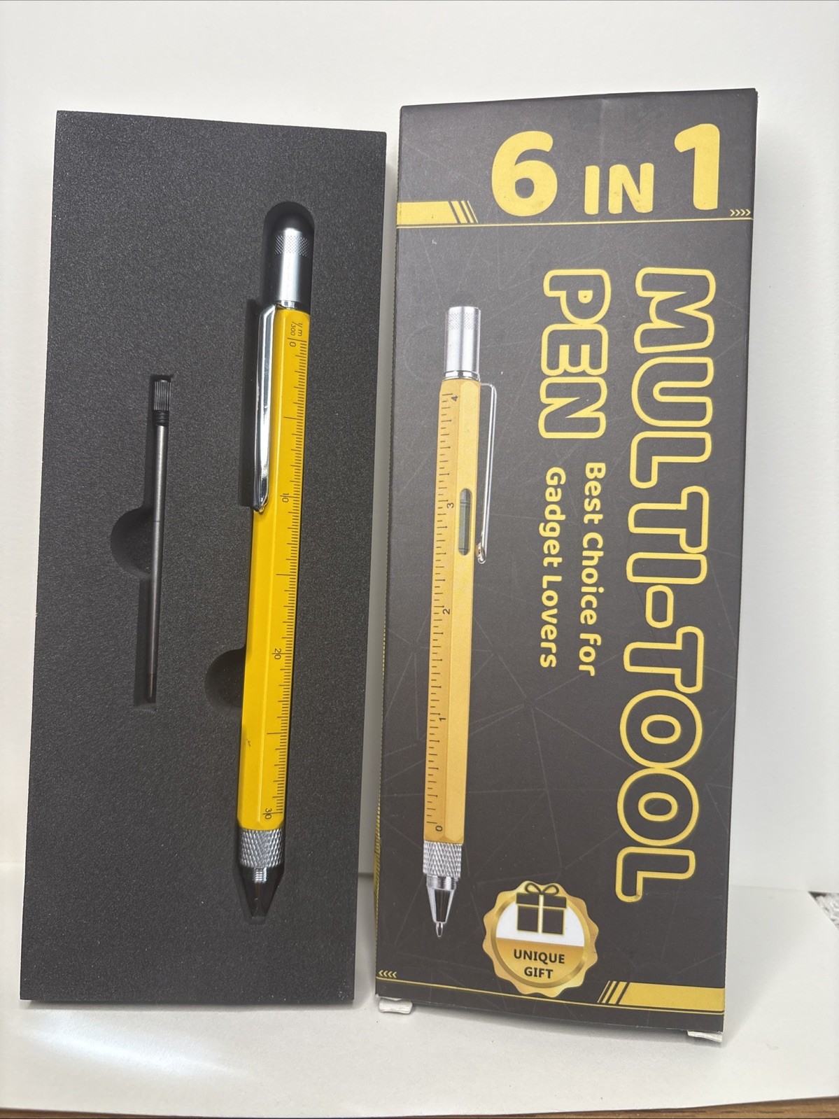 6 in 1 Multitool Pen Gadget - Tech Tool Pen with Screwdriver, Ruler & Level