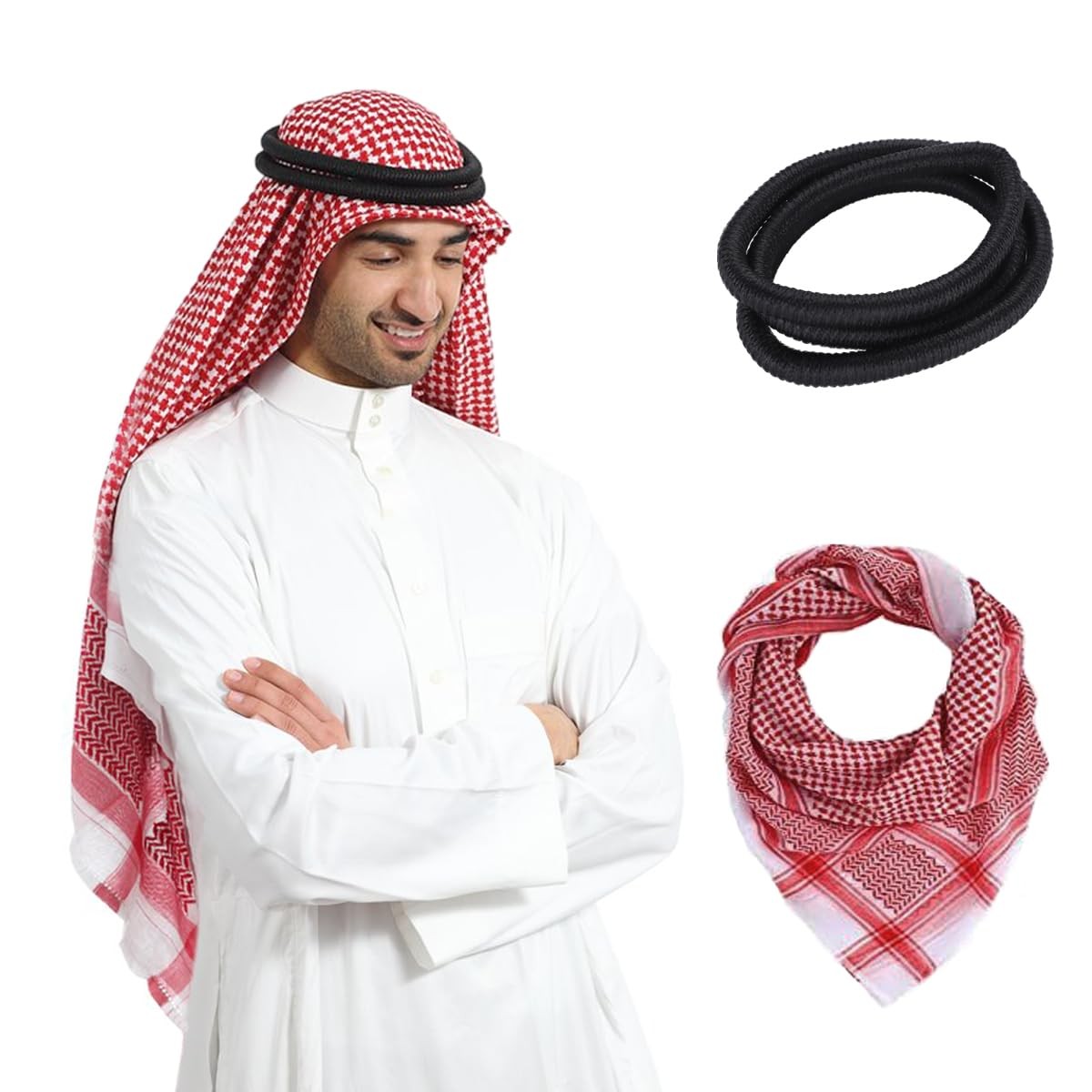 Men Arab Shemagh keffiyeh Scarf Muslim Turban Middle East Desert Hijab Head W