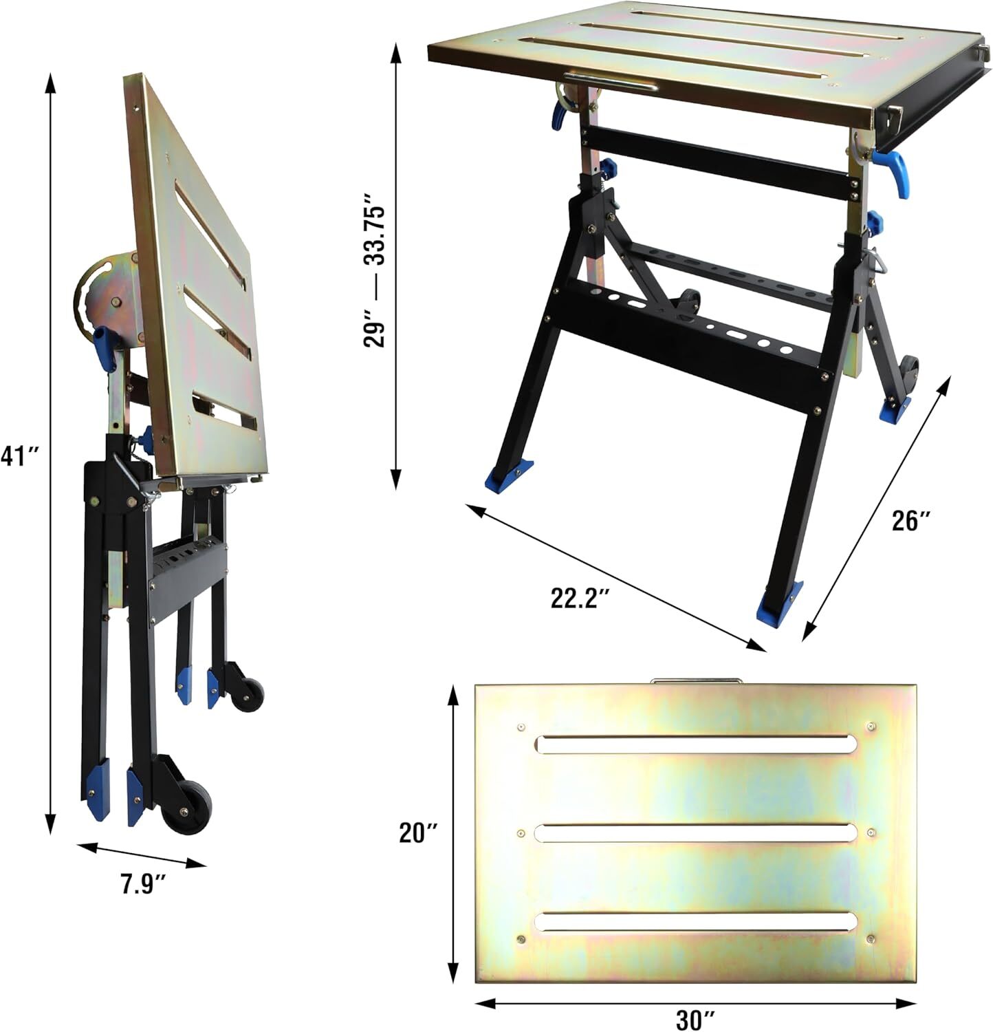 Adjustable Welding Table with Wheels Portable Steel Stand Workbench Buy It Now