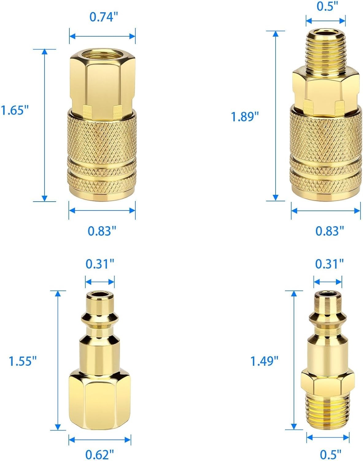 8 Pcs Air Compressor Fittings Set 1/4" NPT Quick Connect Air Coupler & Plug Kit