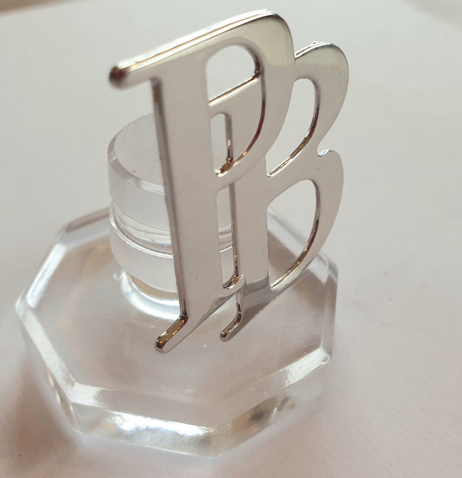 LOT OF 5 INITIALS PB CHROME METAL ALLOY FOR SEWING JEWELRY CREATION...