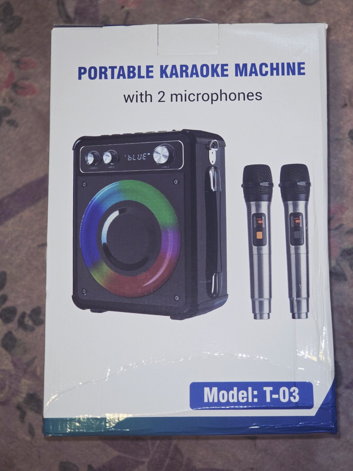 Karaoke Machine, Portable Bluetooth Speaker with 2 Wireless Microphones