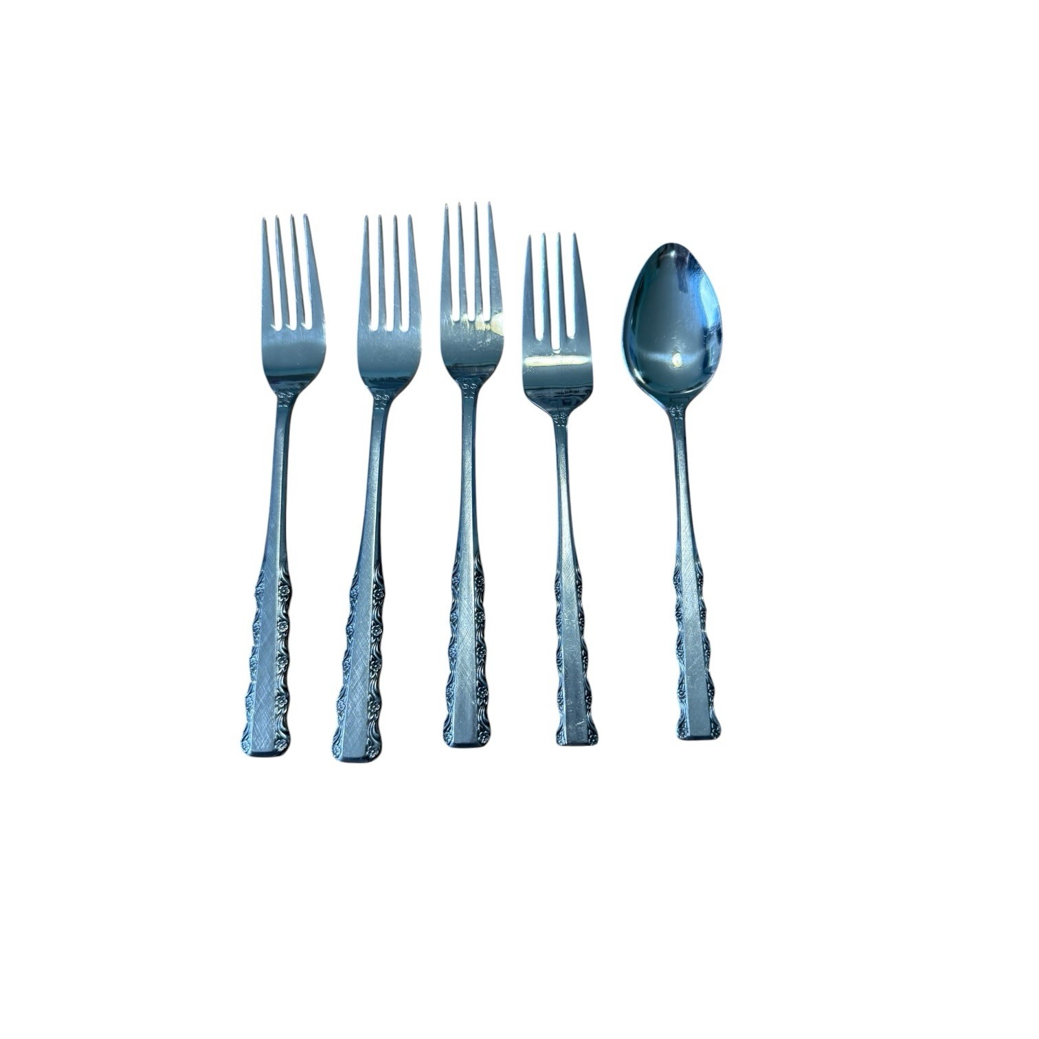 Vintage Ecko Eterna Flatware Lace Edge Set Of 5 Pieces Stainless Japan