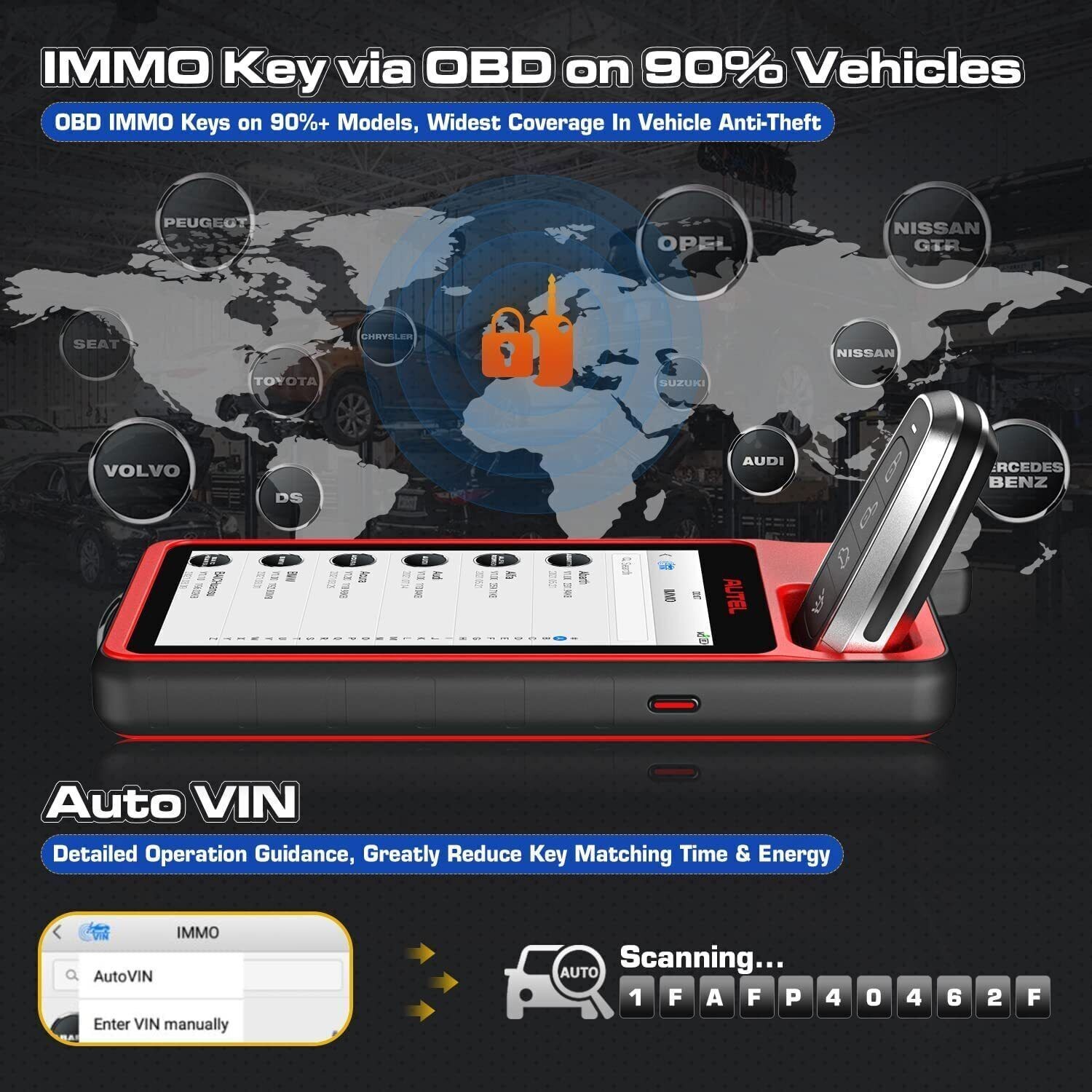 Autel MaxiIM KM100E Auto Key IMMO Mode Function Progarmming Tool Support AutoVIN