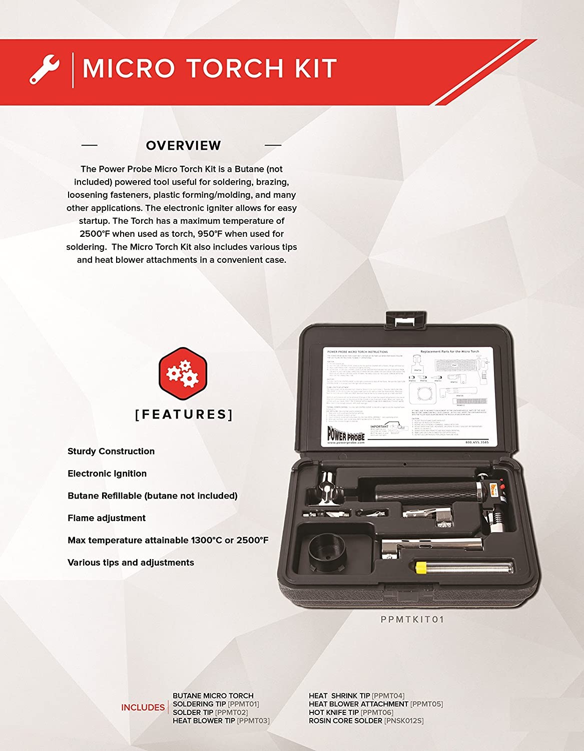 Power Probe PPMTKIT01 Micro Torch Kit , Black