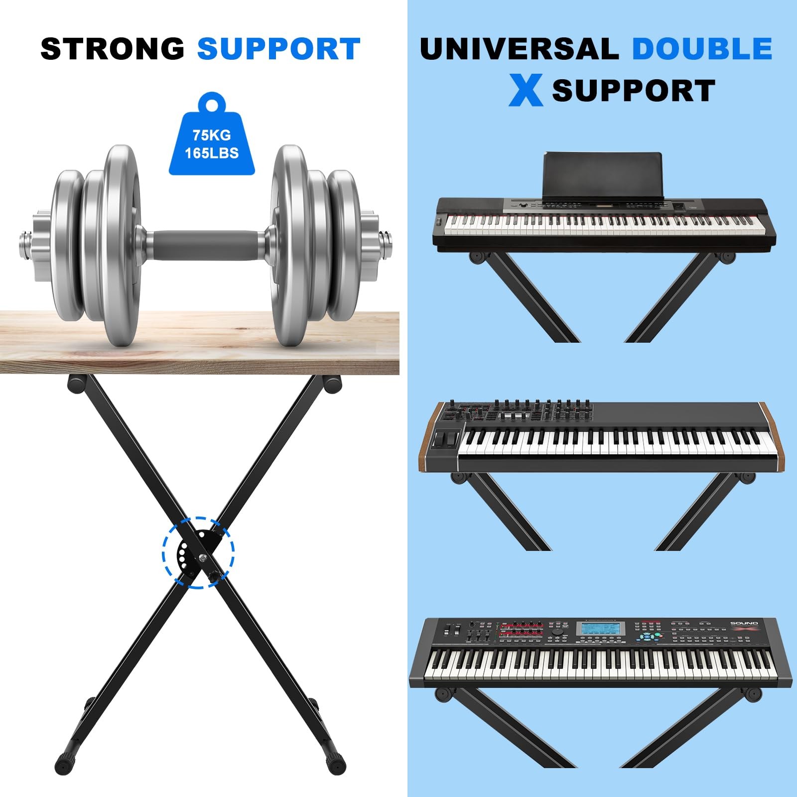 Height Adjustable Keyboard Stand With Quick Release Mechanism - Double X Foldabl