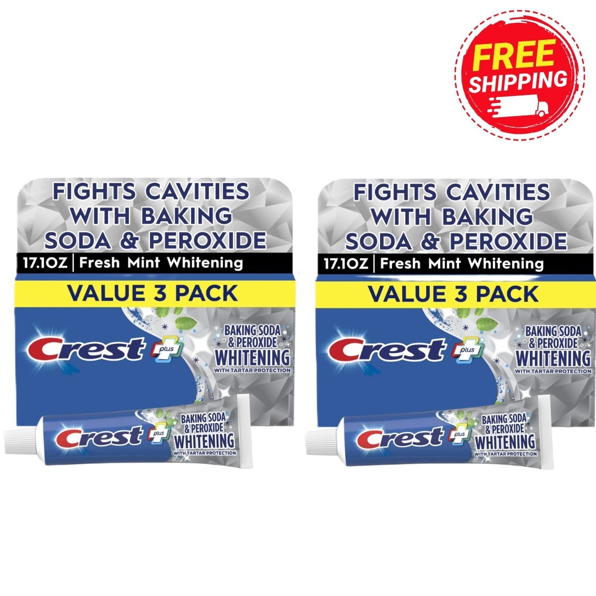 Crest Plus Baking Soda & Peroxide Teeth Whitening Toothpaste, Mint 5.7 oz,6 Pack