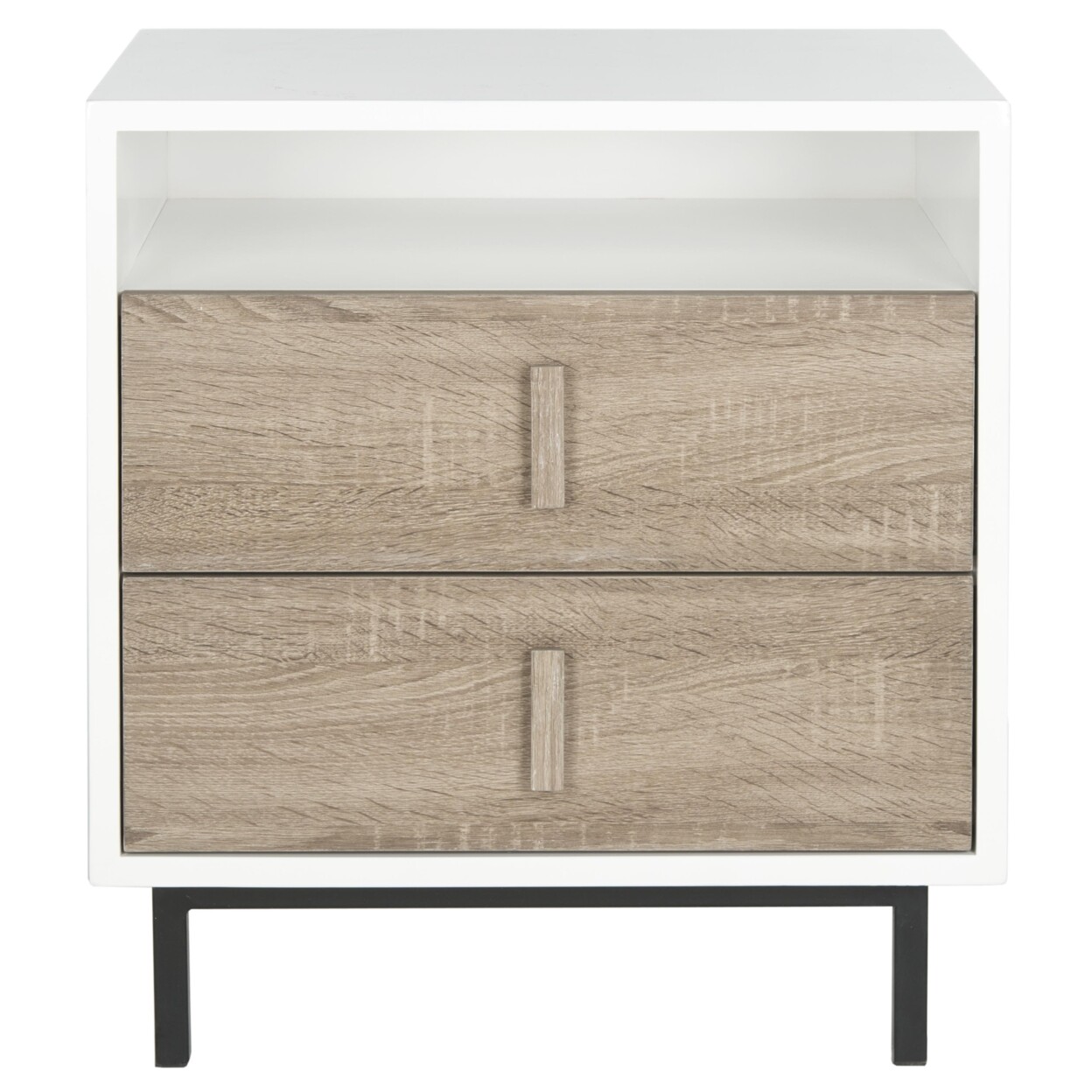 SAFAVIEH Kefton Mid-Century Scandinavian 2-Drawer Cabinet | White / Oak |