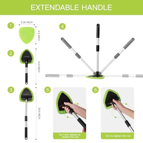 7pcs Windshield Cleaner Tool Car Window Cleaning Wash Kit with 4 Green