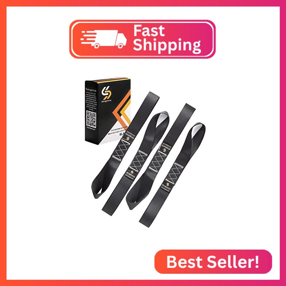 Strapinno 4pcs. Soft Loop Tie-Down Straps -1.7 in. x 17 in. Straps with 10,500lb