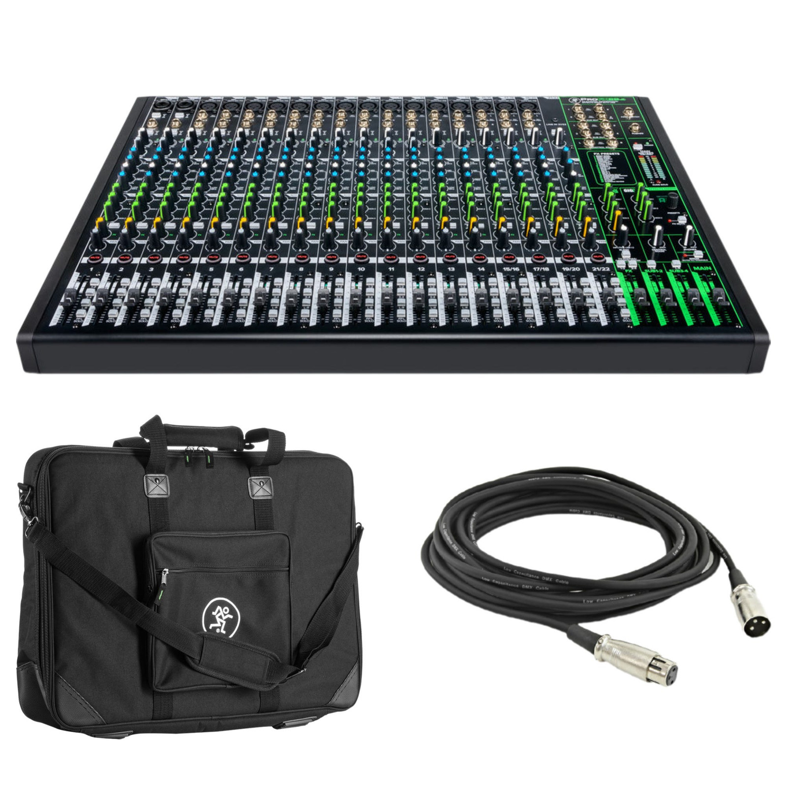 Mackie ProFX22v3 22-Channel Mixer with USB and Effects, Mixer Bag & XLR Cable