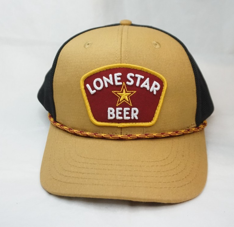 H3 Lone Star Beer Rope Trucker Hat Brown Black Adjustable Snapback Embroidered