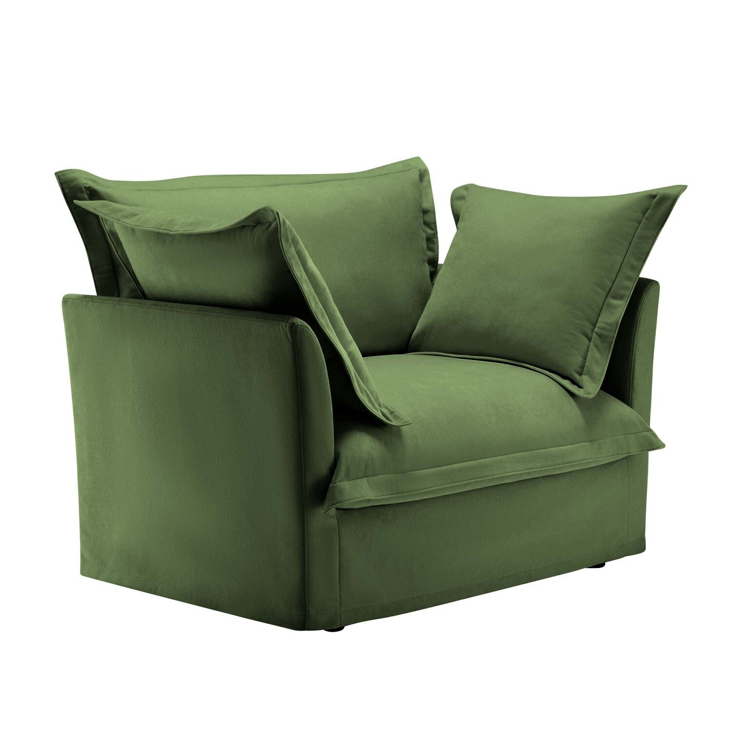 Single Sofa Upholstered Armchair Living Room Furniture with Pillows Green/Blue