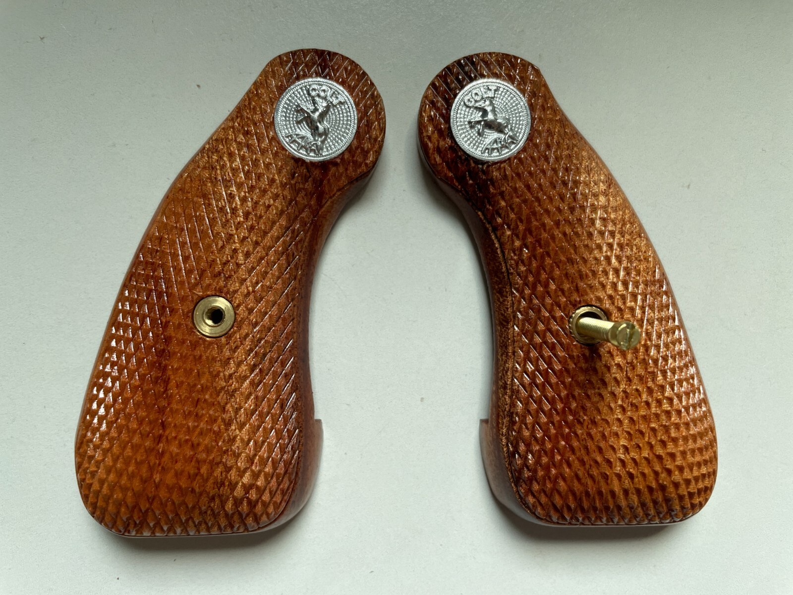 New Remade wood Grips For Colt D frame Short butt DIAMOND BACK Police positive