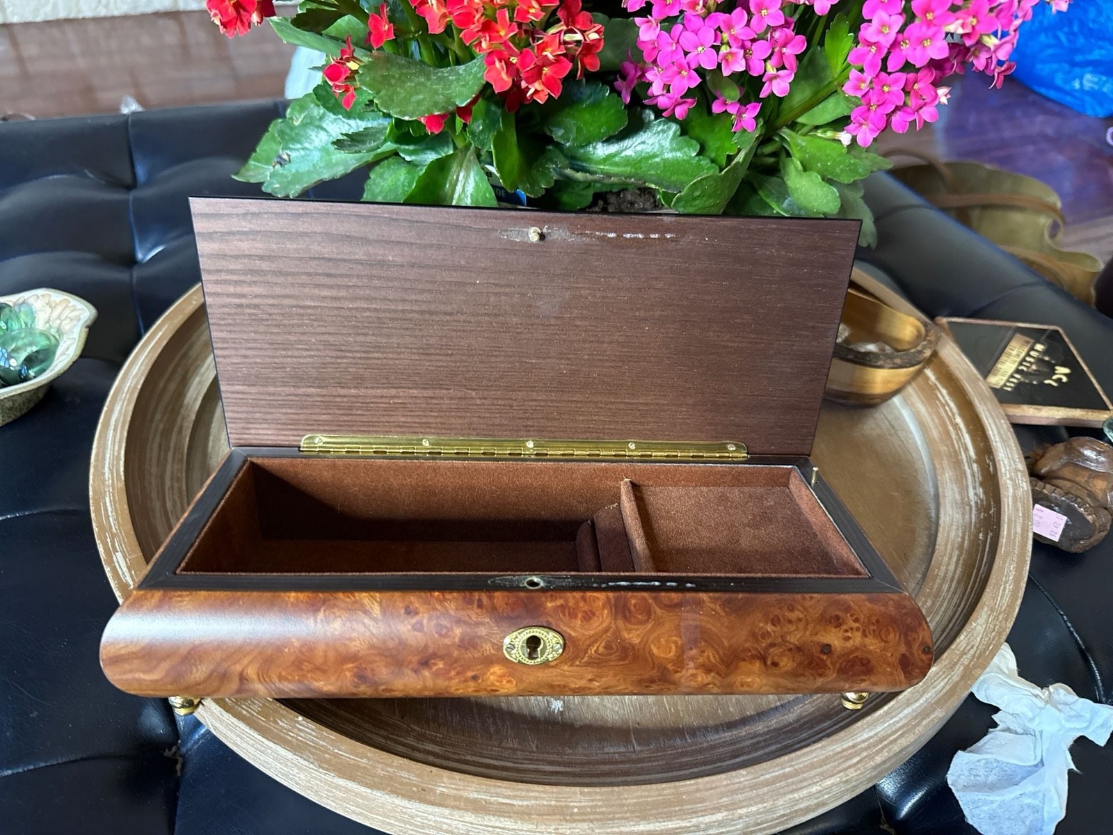 MusicBoxAttic an Instrumental Violin and Mandolin Floral Theme Wood Inlay Design