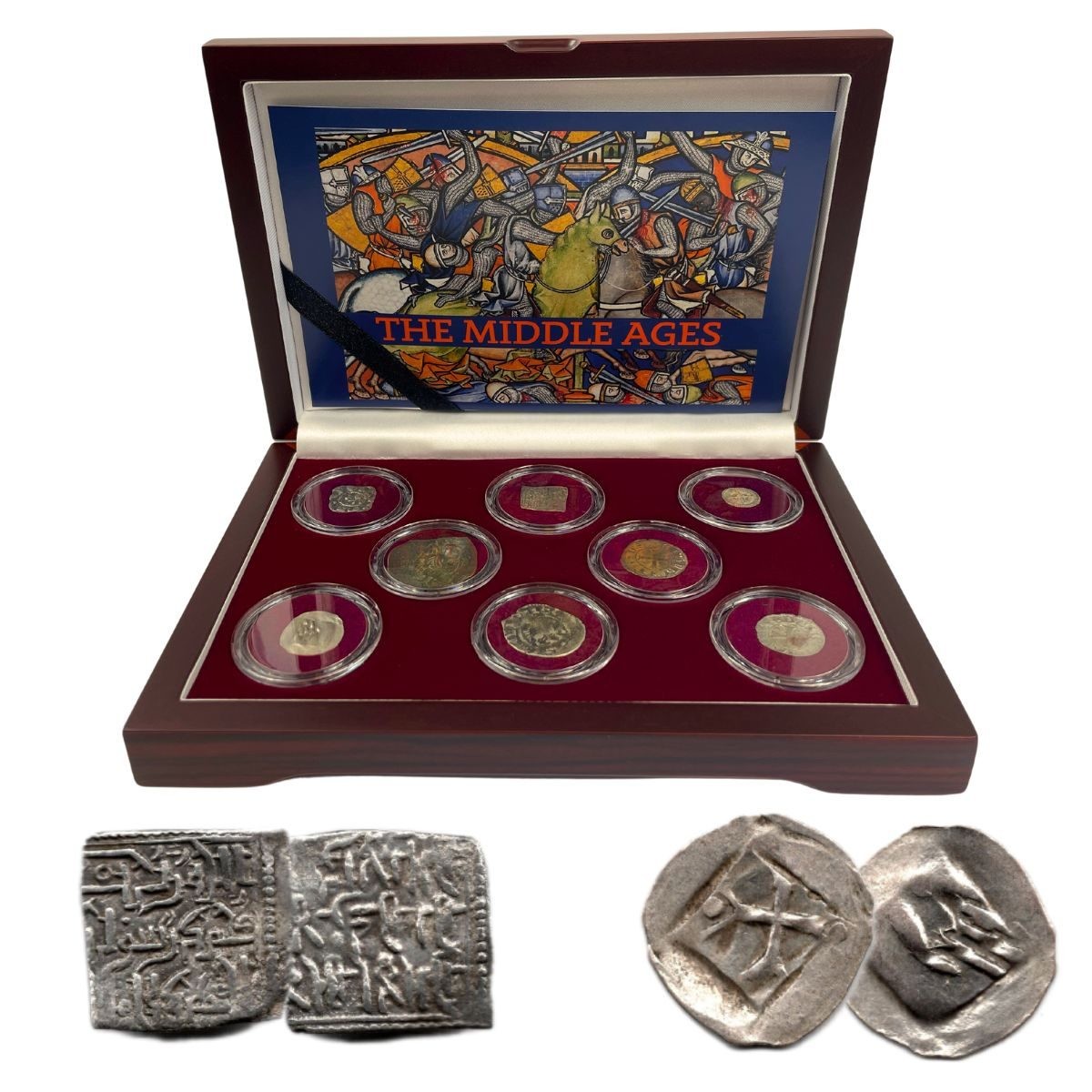 Middle Ages Silver Coin Set - 8 Coins 445.5 g with Box