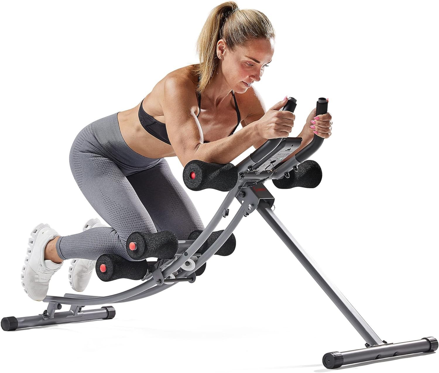 Sunny Health & Fitness Waist Trainer Ab Roller with Elbow Support Foldable Train