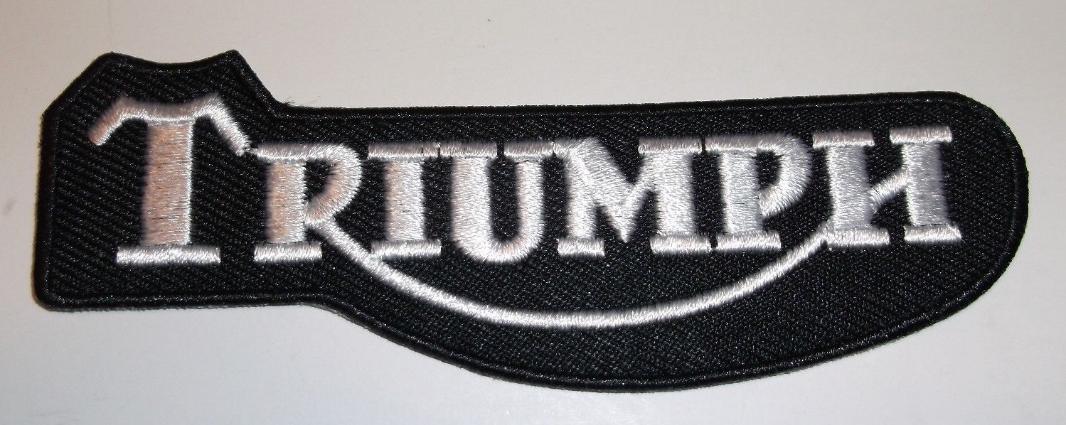 Triumph Motorcycle Biker British Embroidered Patch~4 1/8" x 1 3/8"~Iron Sew On