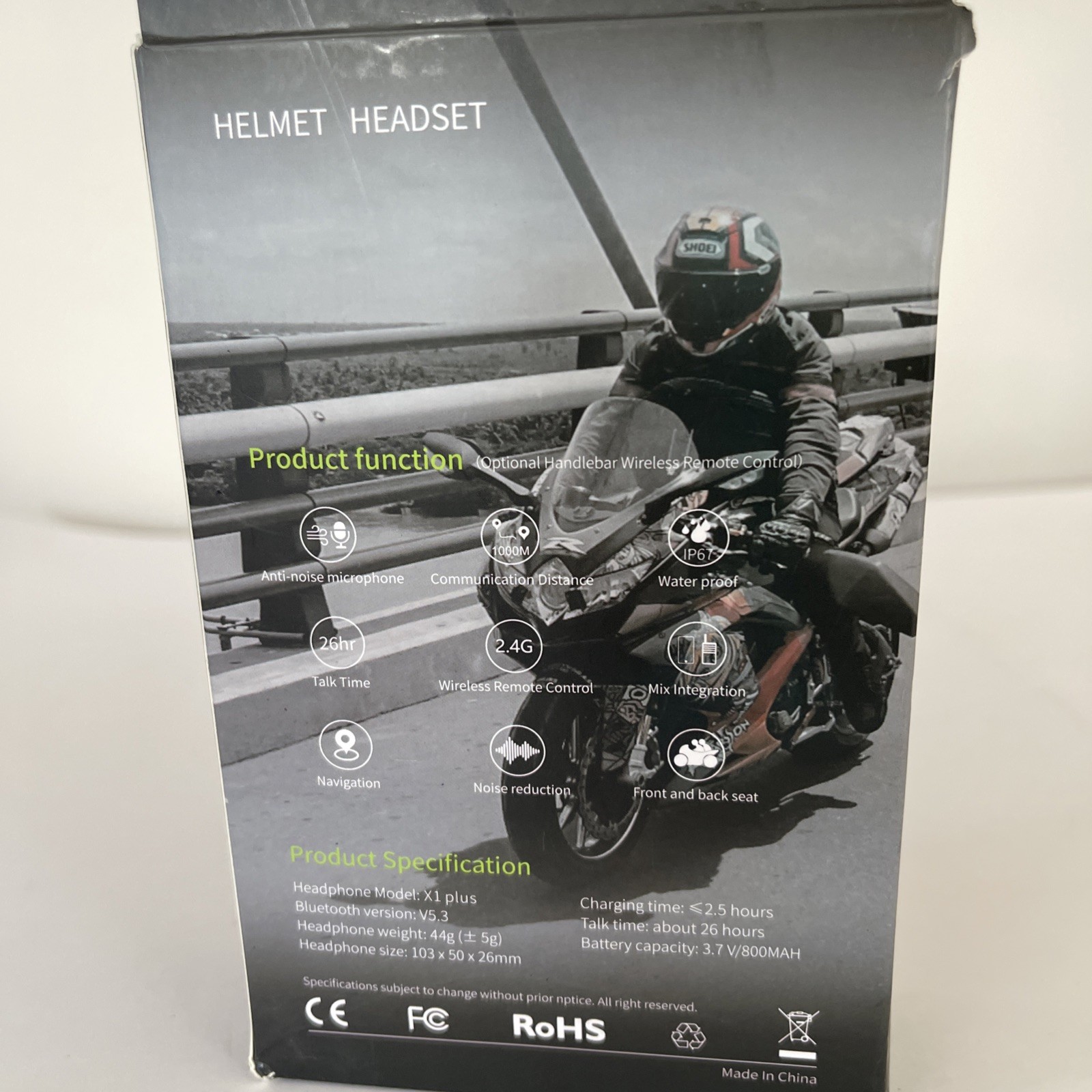 Helmet Headset Model X1 Plus Motor Rider