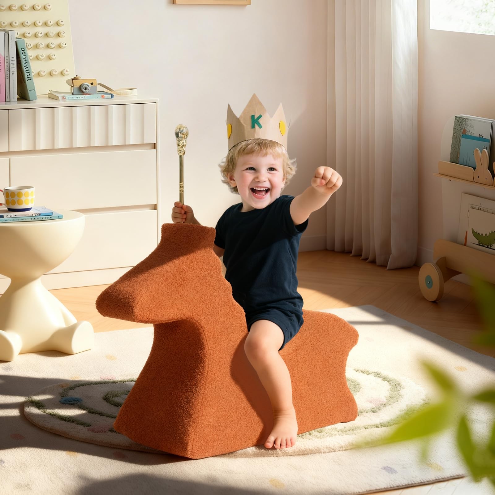 Horse Toddler Chair, Cute Animal-Shape Kids Comfy Chair for Playroom, Support...