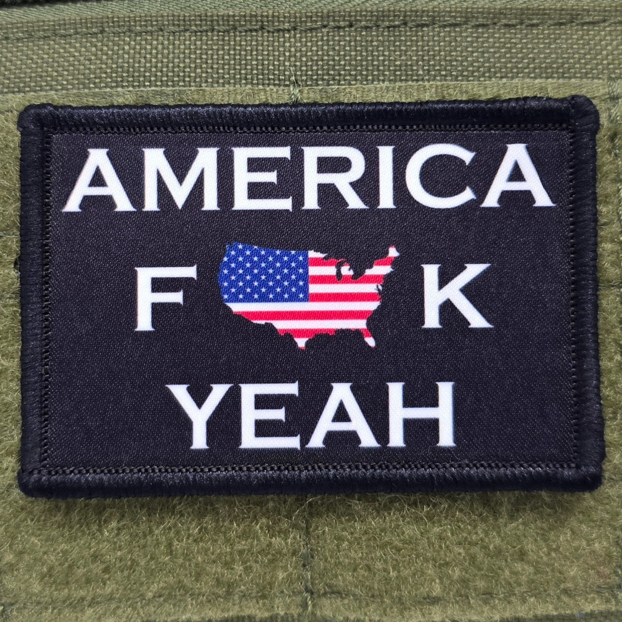 America F Yeah Patch Moral Tactical Meme Military USA Patriot Hook & Loop 3x2
