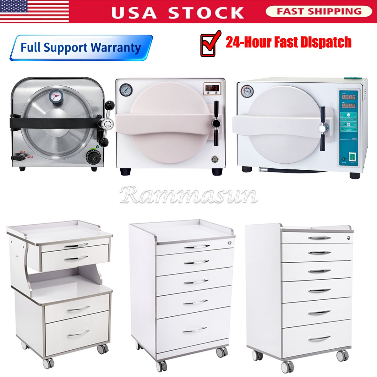 Dental Autoclave Steam Sterilizer Medical Sterilization with Drying/Mobile Cart