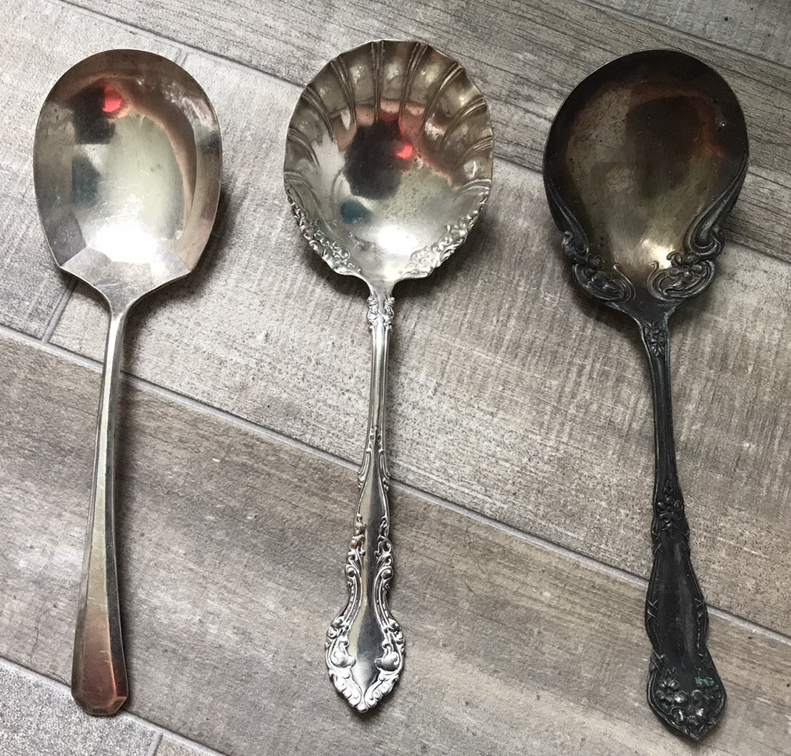 Lot Of Three WM Rogers And Sons AA Large Berry Serving Spoons A