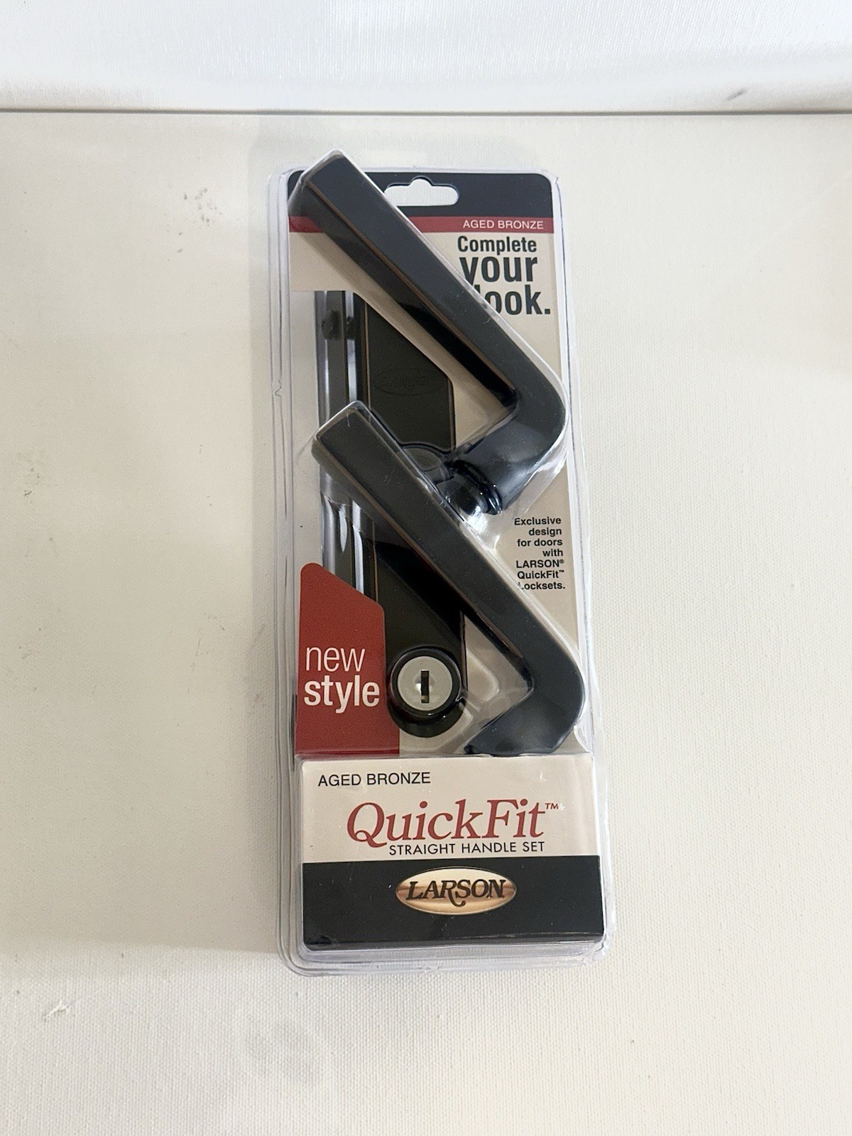 Larson Door Handle Quickfit Straight Handle 20298957 Five Spindle Aged Bronze