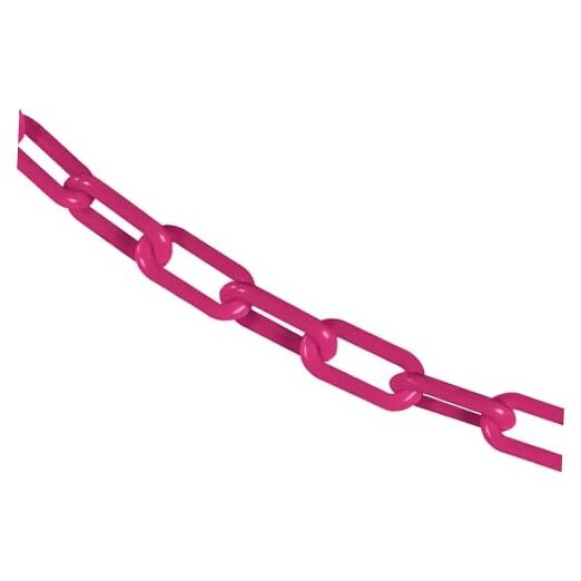 Plastic Barrier Chain, Safety Pink, 1.5-Inch Link Diameter, 50-Foot Length