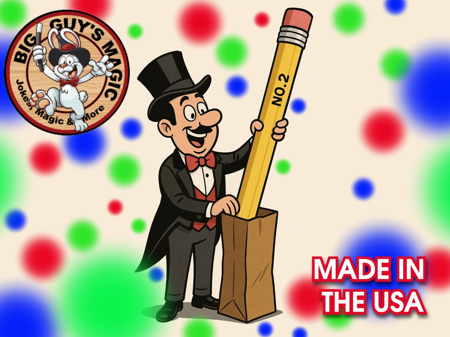 Appearing 8 foot number two pencil by Big Guys Magic