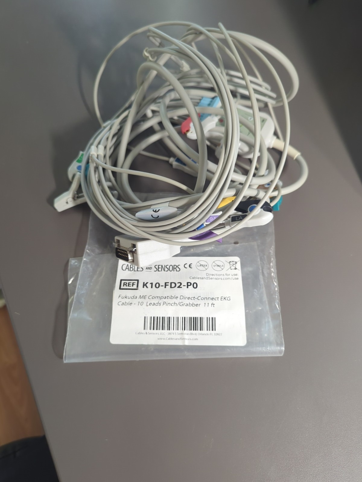EKG Cable - 10 leads Pinch/Grabber 11 feet K10-FD2-PO by Fukuda corp.