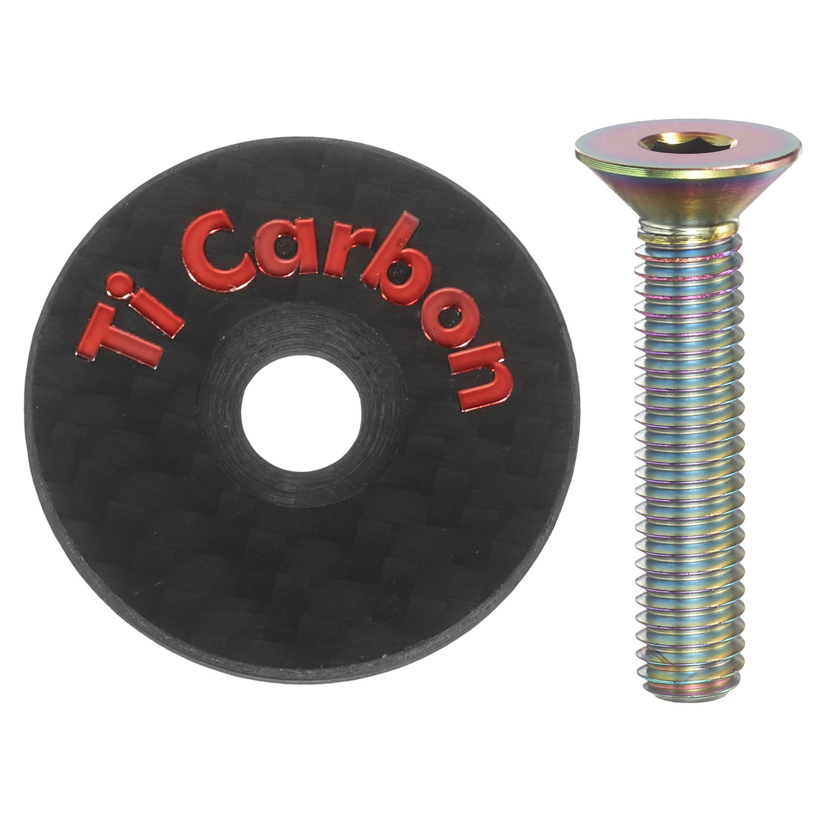 1 3/8" OD Bike Headset Stem Top Cap with Colorful Bolt, Red