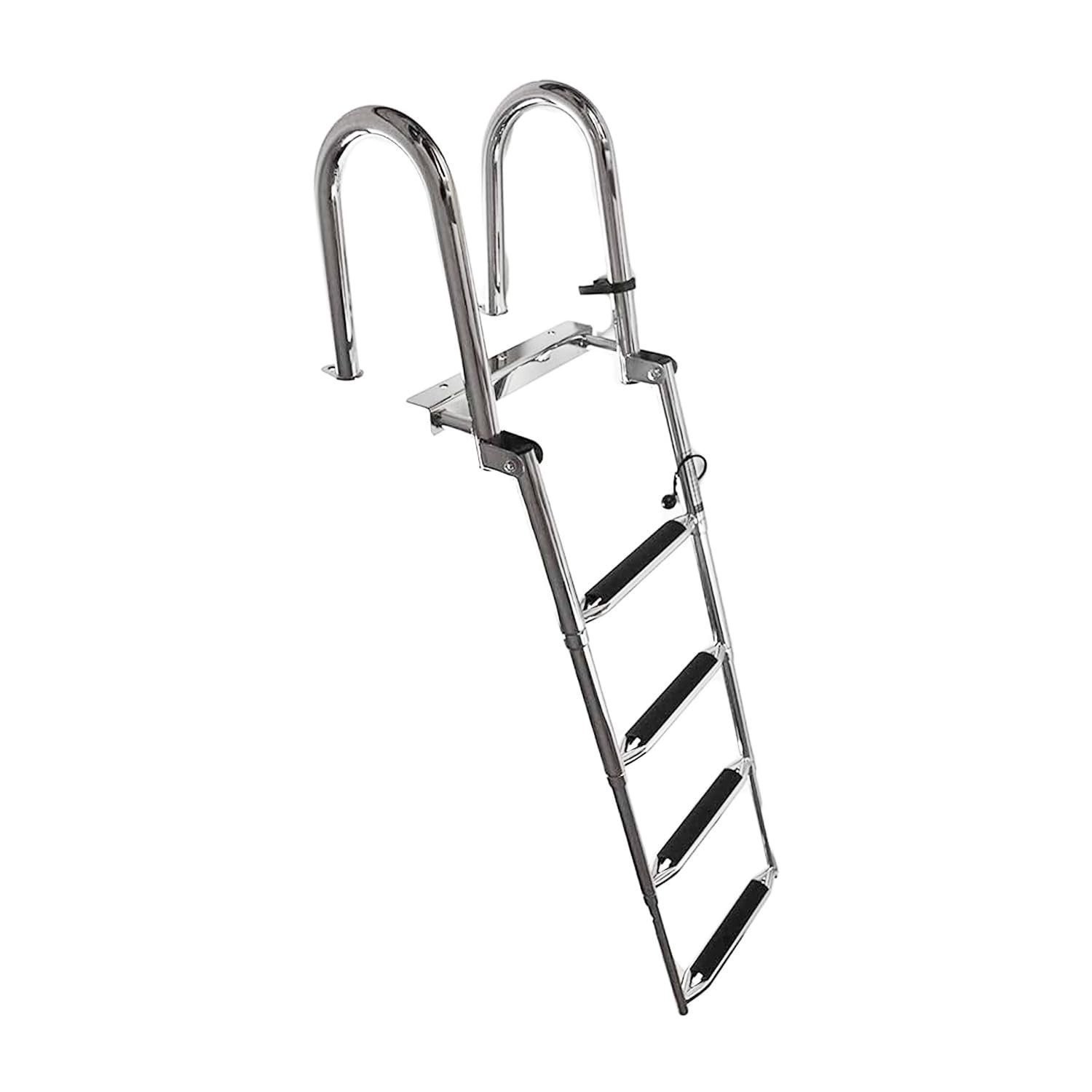 MARINE CITY 4 Step Swim Telescoping Boat Ladder 304 Stainless Steel Wide Steps