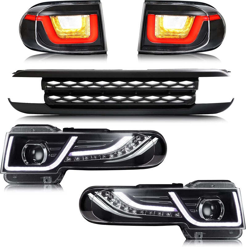VLAND LED Headlights + Black Grille + Tail Lights For 2007-2015 FJ Cruiser 4PCS