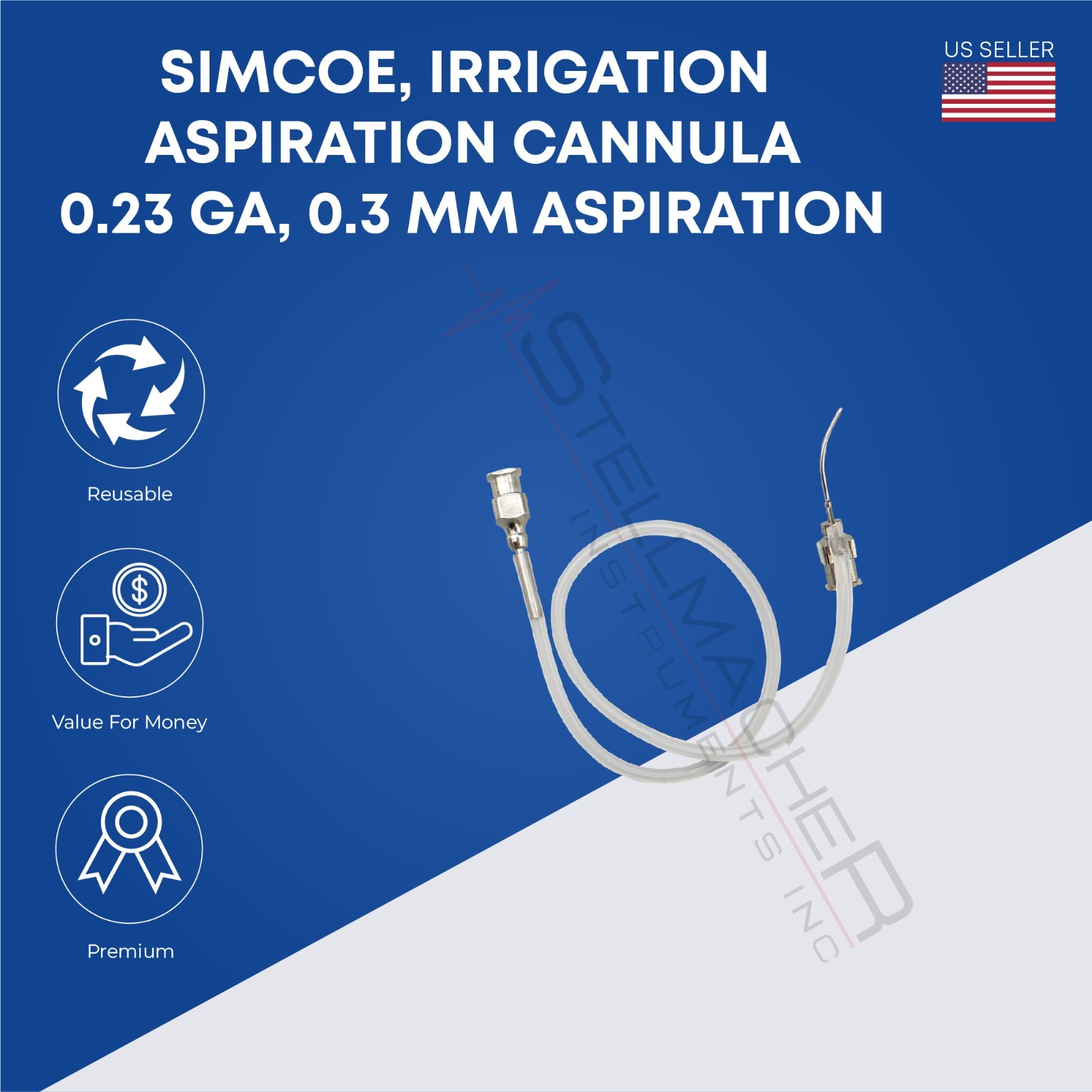 Simcoe Irrigation Aspiration Cannula 23ga 0.3mm  Stainless Steel Ophthalmic Tool