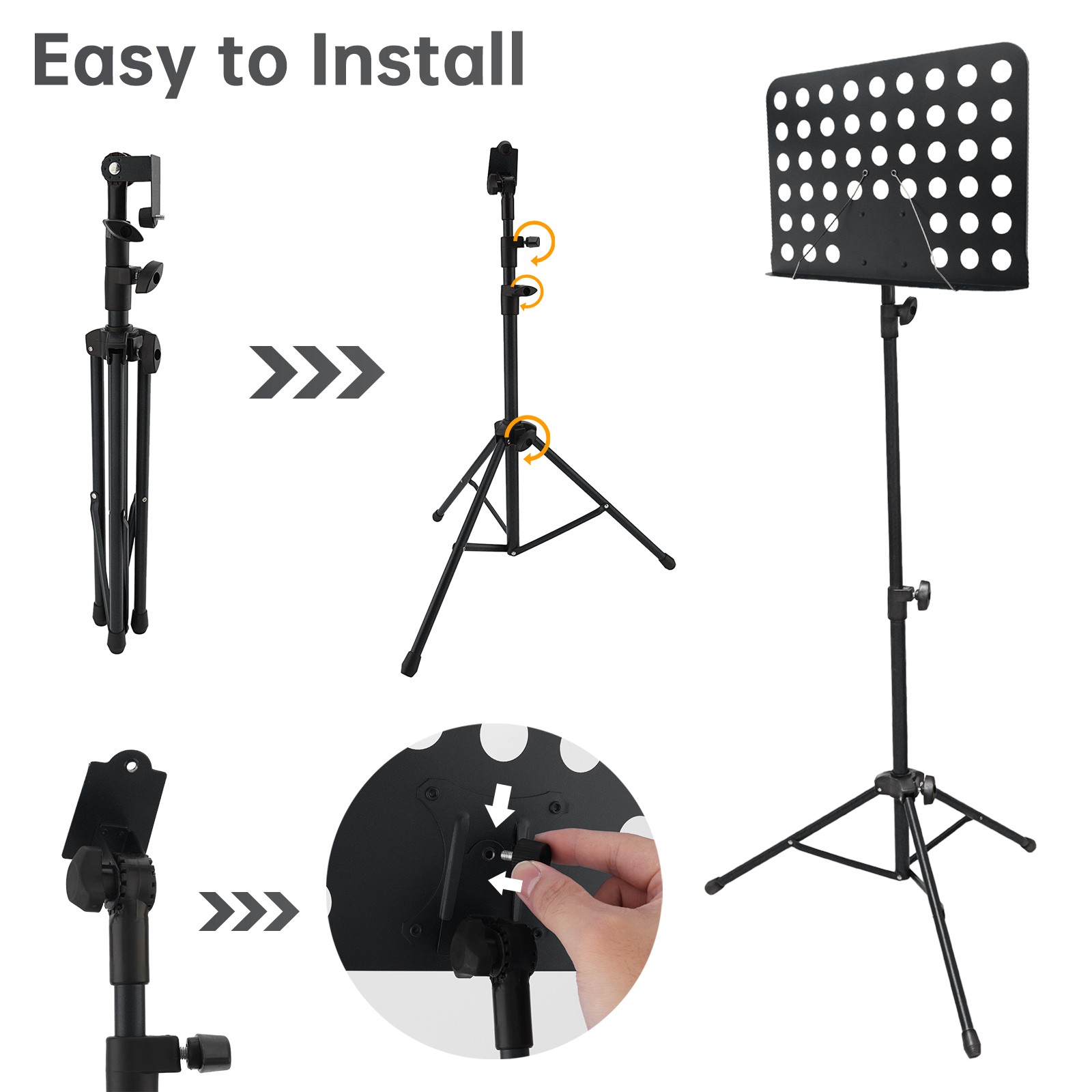 Portable Music Stand Foldable Height Adjustable for Playing Musical Instruments