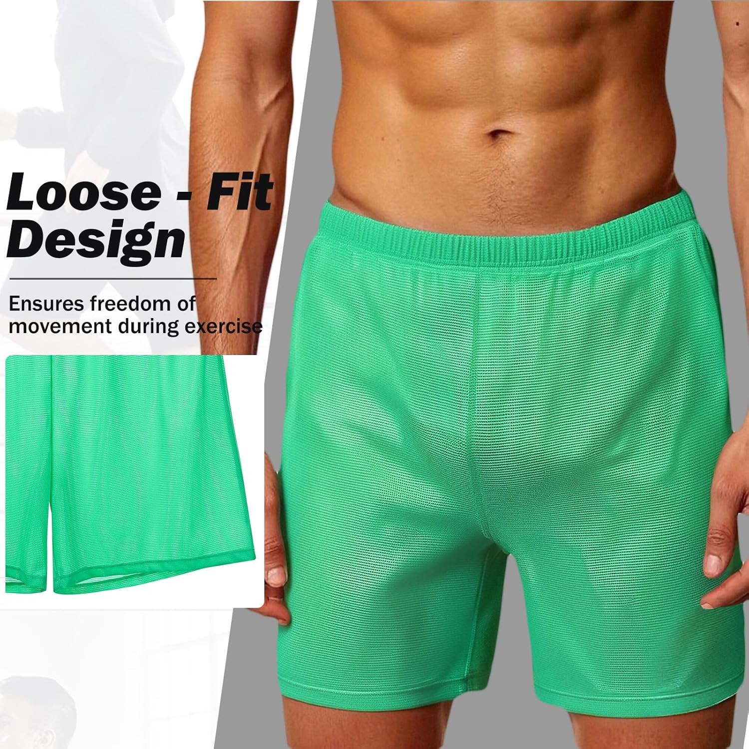 ZONBAILON Mens Mesh Shorts Sexy Short Trunk Running Breathable Underwear Sleep